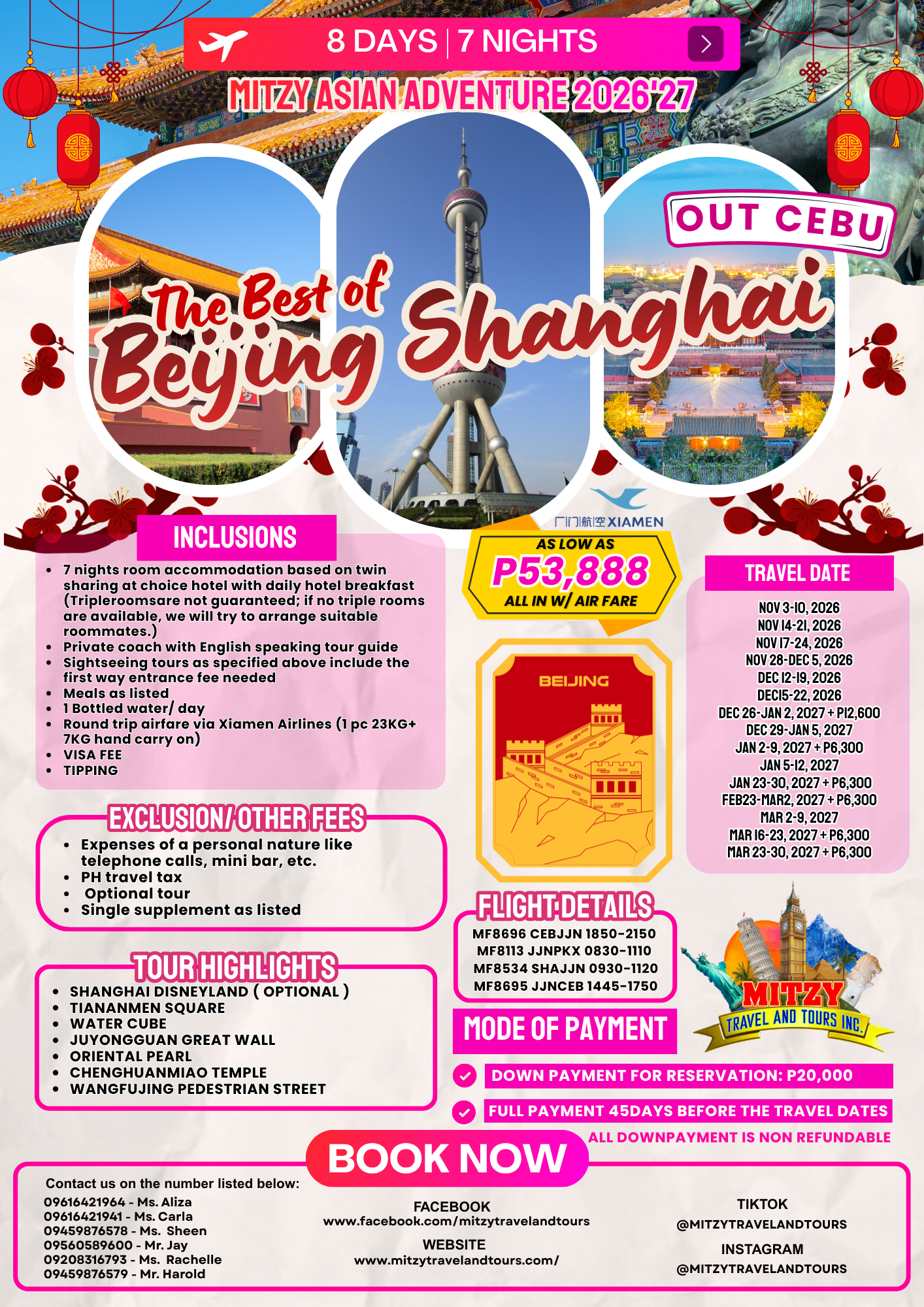 The Best of Beijing Shanghai via Xiamen (OUT CEBU)